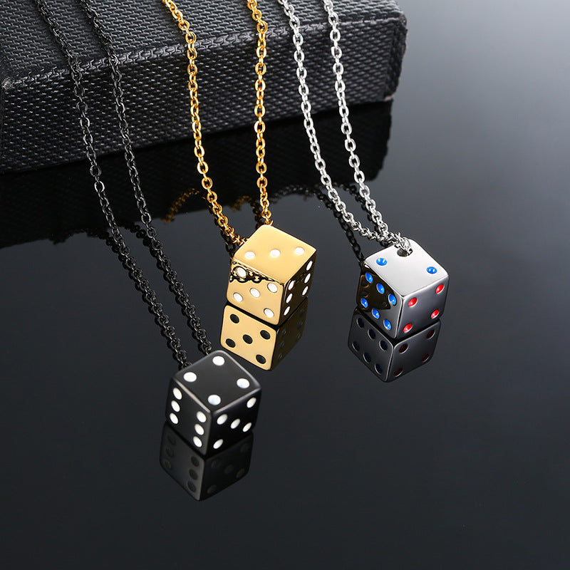 RKL™ Stainless Steel Dice Pendant Necklace