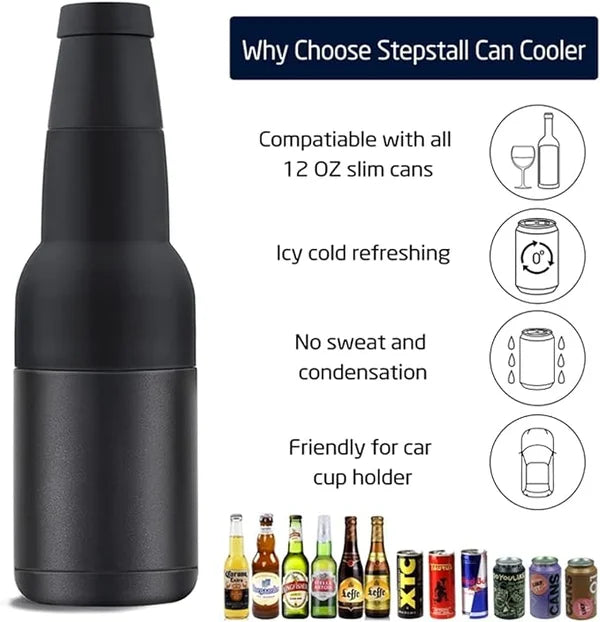 Beer Bottle and Can Cooler with Beer Opener