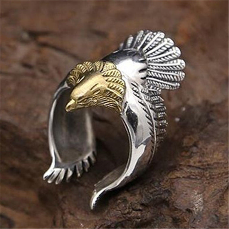 RKL™ Retro Punk Cross Eagle Dragon Men's Open Ring