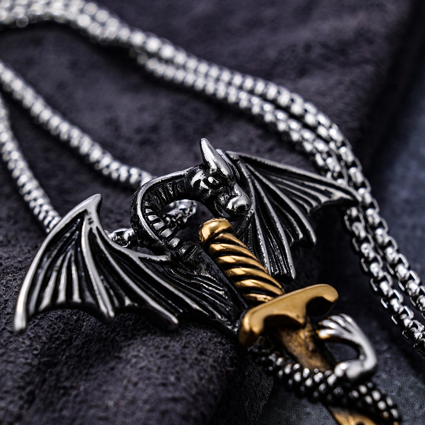 RKL™ Retro Sword Dragon Men's Pendant Necklace