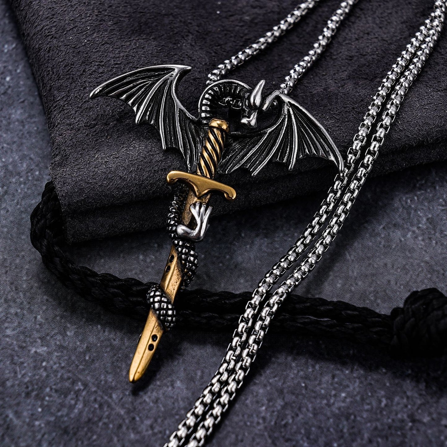 RKL™ Retro Sword Dragon Men's Pendant Necklace