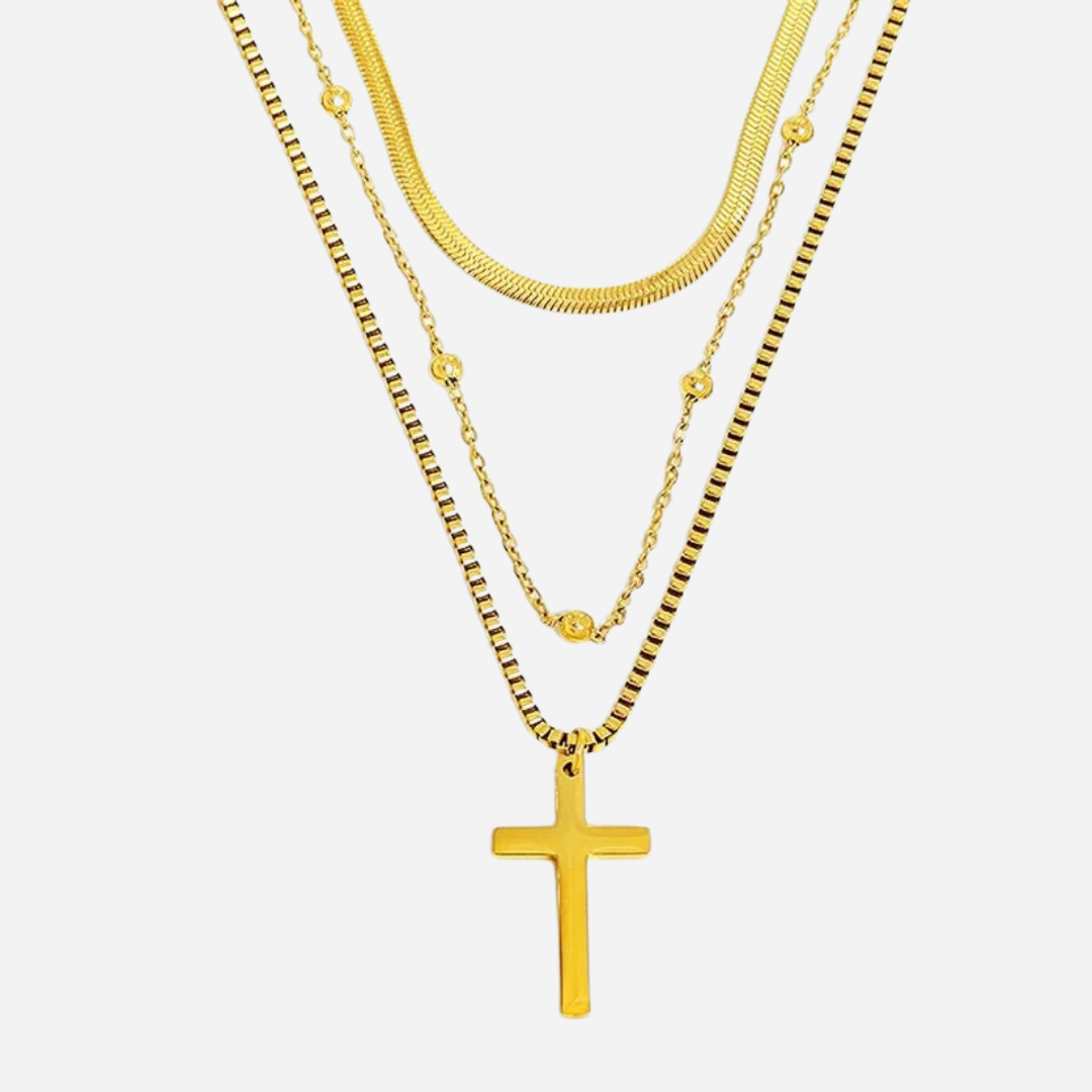 RKL™ Gold-Plated Titanium Cross Layered Necklace