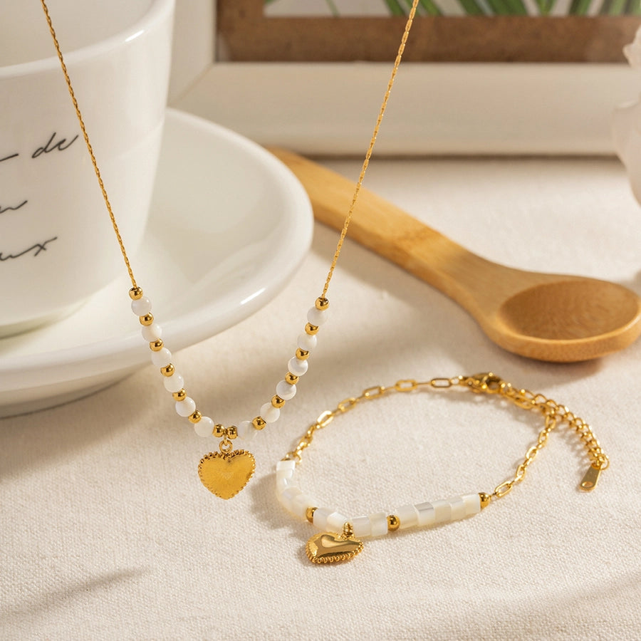 RKL™ Gold-Plated Heart Bracelet & Necklace Set