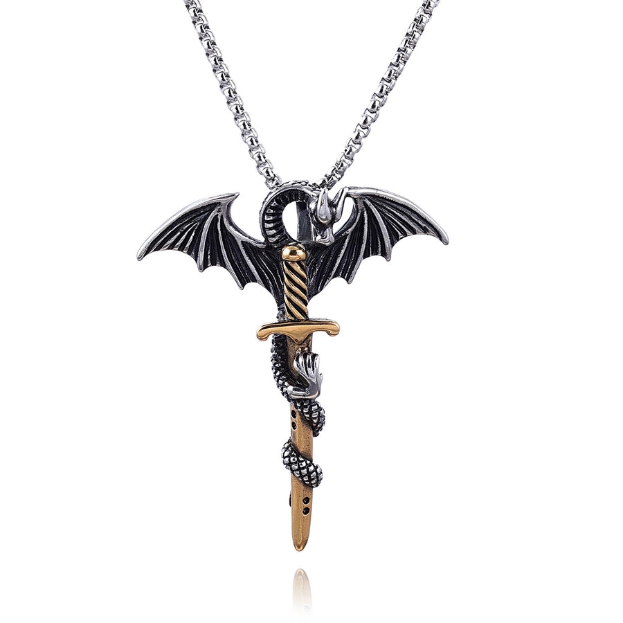 RKL™ Retro Sword Dragon Men's Pendant Necklace