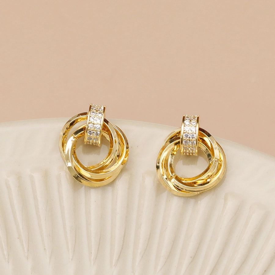 RKL™ Stunning 18K Gold Plated Geometric Zircon Ear Studs