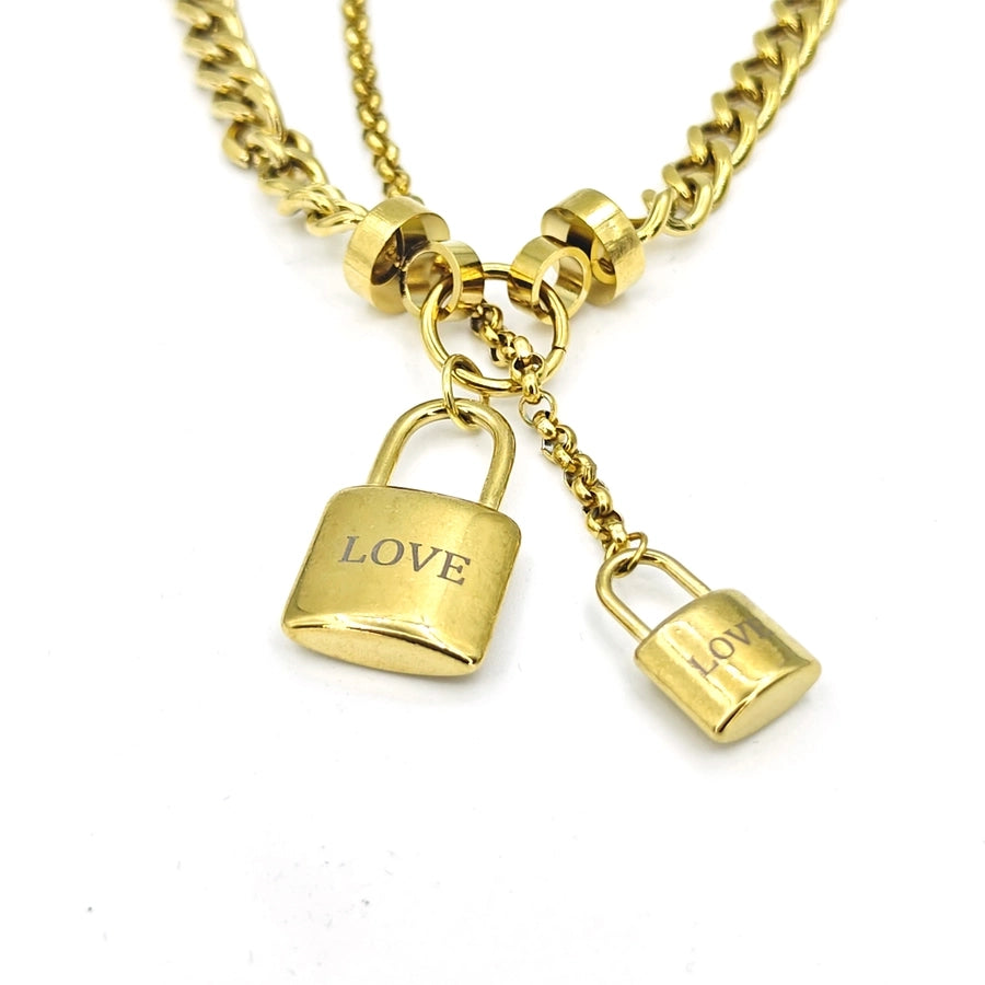 RKL™ Luxurious Double Layer Stainless Steel Lock Necklace