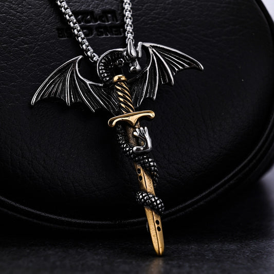 RKL™ Retro Sword Dragon Men's Pendant Necklace