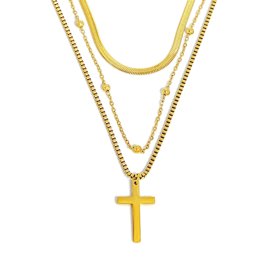 RKL™ Gold-Plated Titanium Cross Layered Necklace