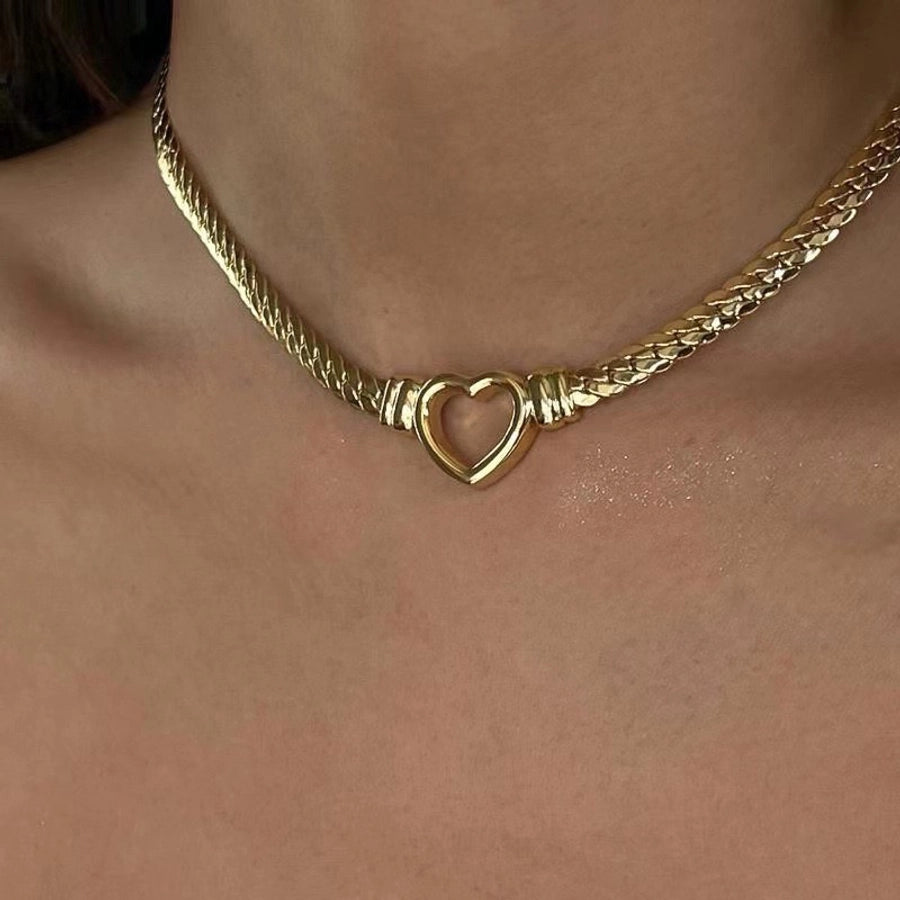 RKL™ Stainless Steel Gold Plated Heart Necklace: Radiant Streetwear Elegance