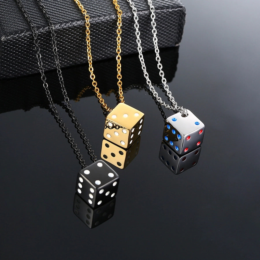 RKL™ Stainless Steel Dice Pendant Necklace