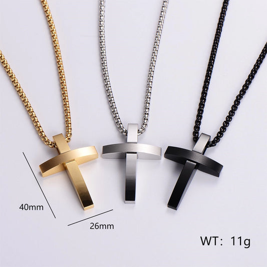 RKL™ Hip-Hop Rock Stainless Steel Cross Pendant Necklace