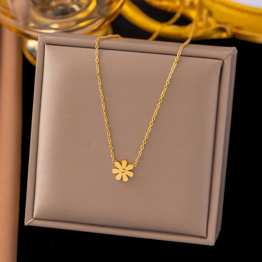 RKL™ Luxe Gold-Plated Stainless Steel Flower Pendant Necklace