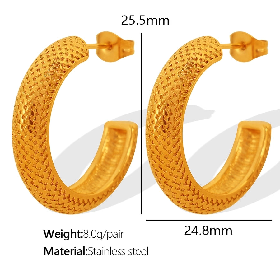 RKL™ Simple Style C Shape Square Gold Plated Ear Studs