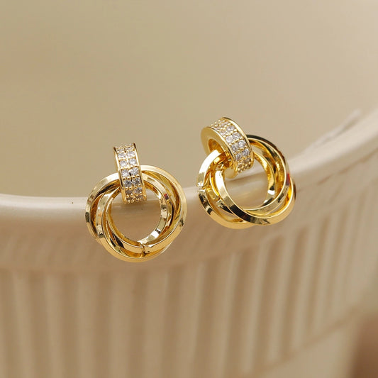 RKL™ Stunning 18K Gold Plated Geometric Zircon Ear Studs