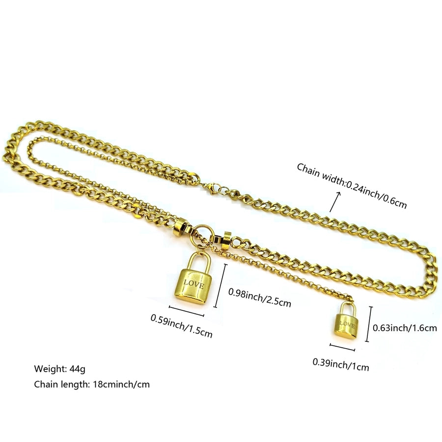 RKL™ Luxurious Double Layer Stainless Steel Lock Necklace