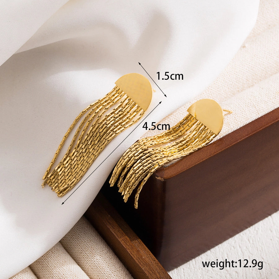 RKL™ Luxurious Gold Tassel Drop Earrings