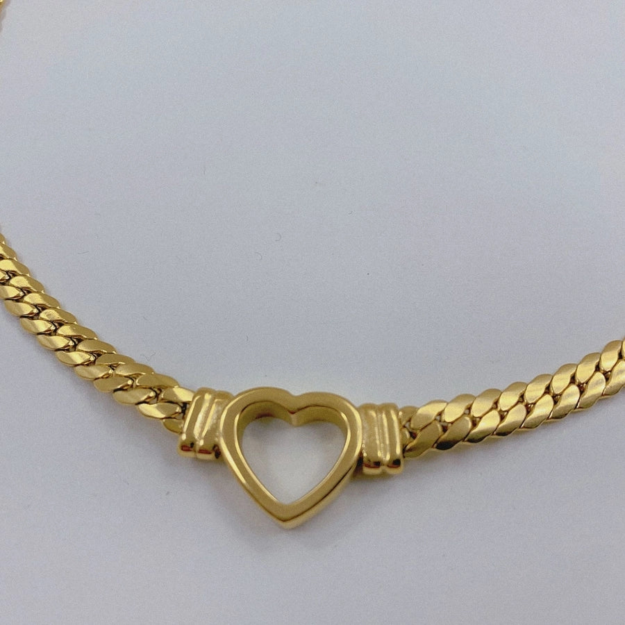 RKL™ Stainless Steel Gold Plated Heart Necklace: Radiant Streetwear Elegance