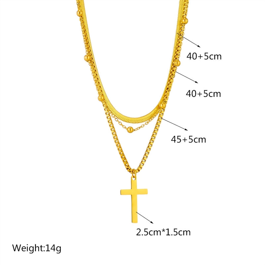 RKL™ Gold-Plated Titanium Cross Layered Necklace