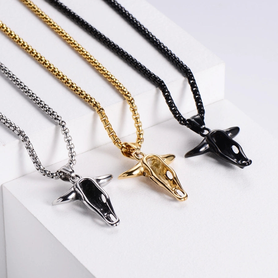 RKL™ Stainless Steel 18K Gold Plated Animal Skull Necklace