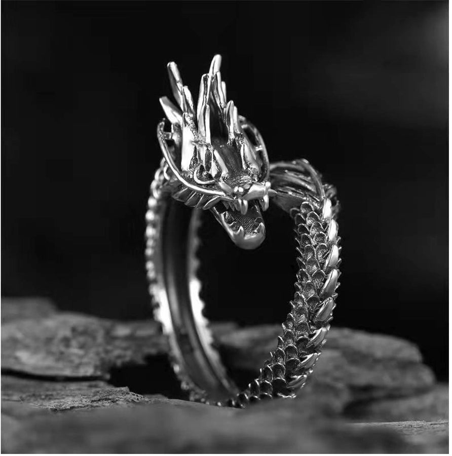 RKL™ Retro Punk Cross Eagle Dragon Men's Open Ring