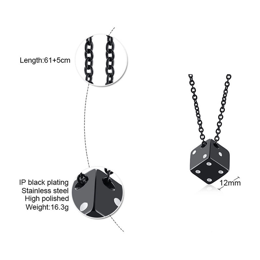 RKL™ Stainless Steel Dice Pendant Necklace