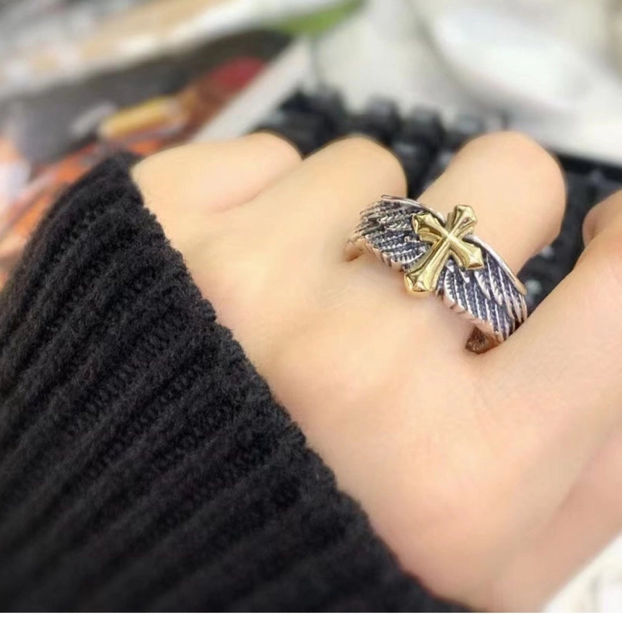 RKL™ Retro Punk Cross Eagle Dragon Men's Open Ring