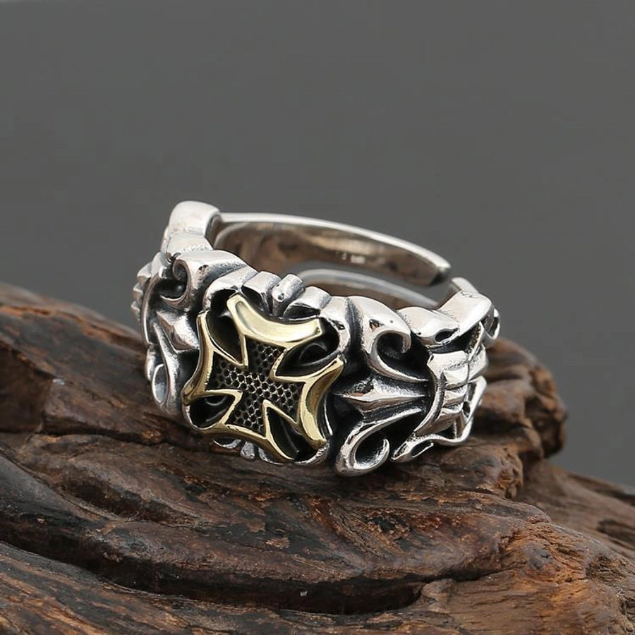 RKL™ Retro Punk Cross Eagle Dragon Men's Open Ring