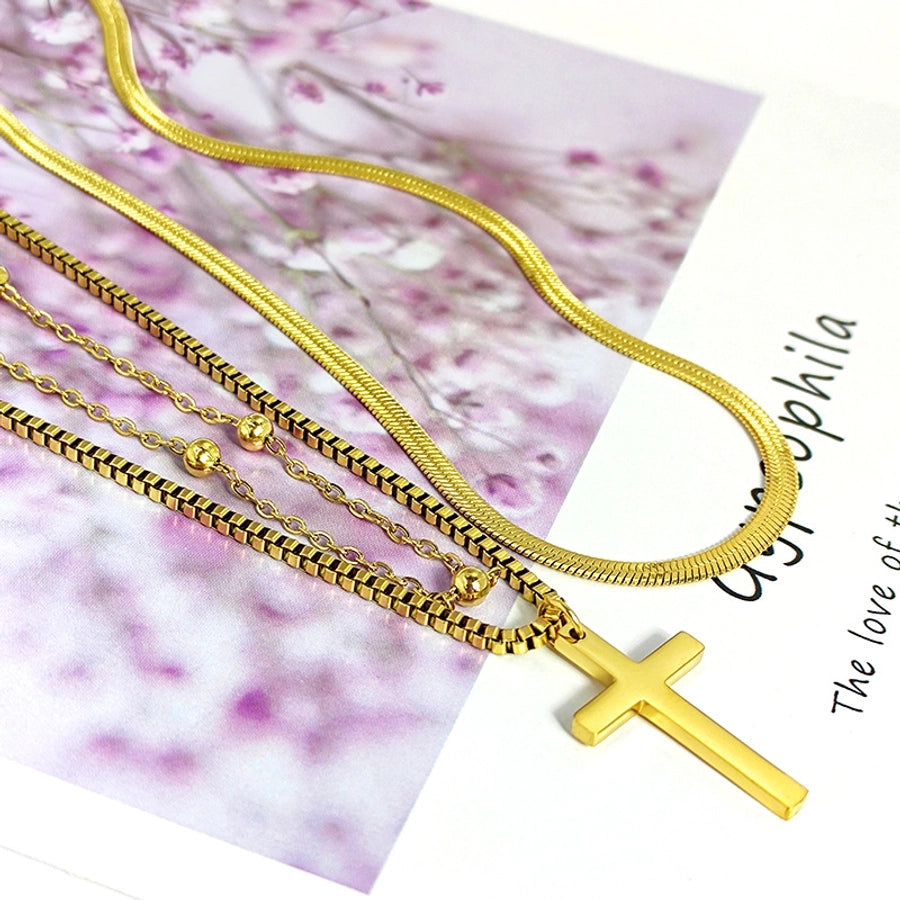 RKL™ Gold-Plated Titanium Cross Layered Necklace