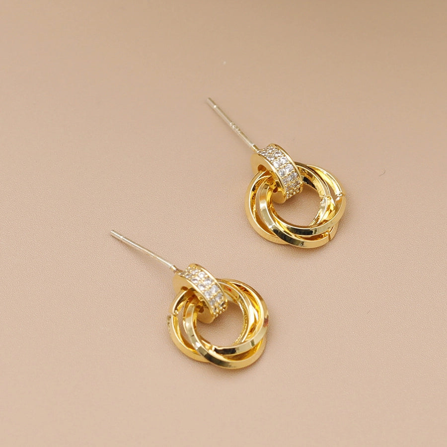 RKL™ Stunning 18K Gold Plated Geometric Zircon Ear Studs