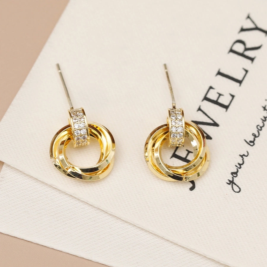 RKL™ Stunning 18K Gold Plated Geometric Zircon Ear Studs