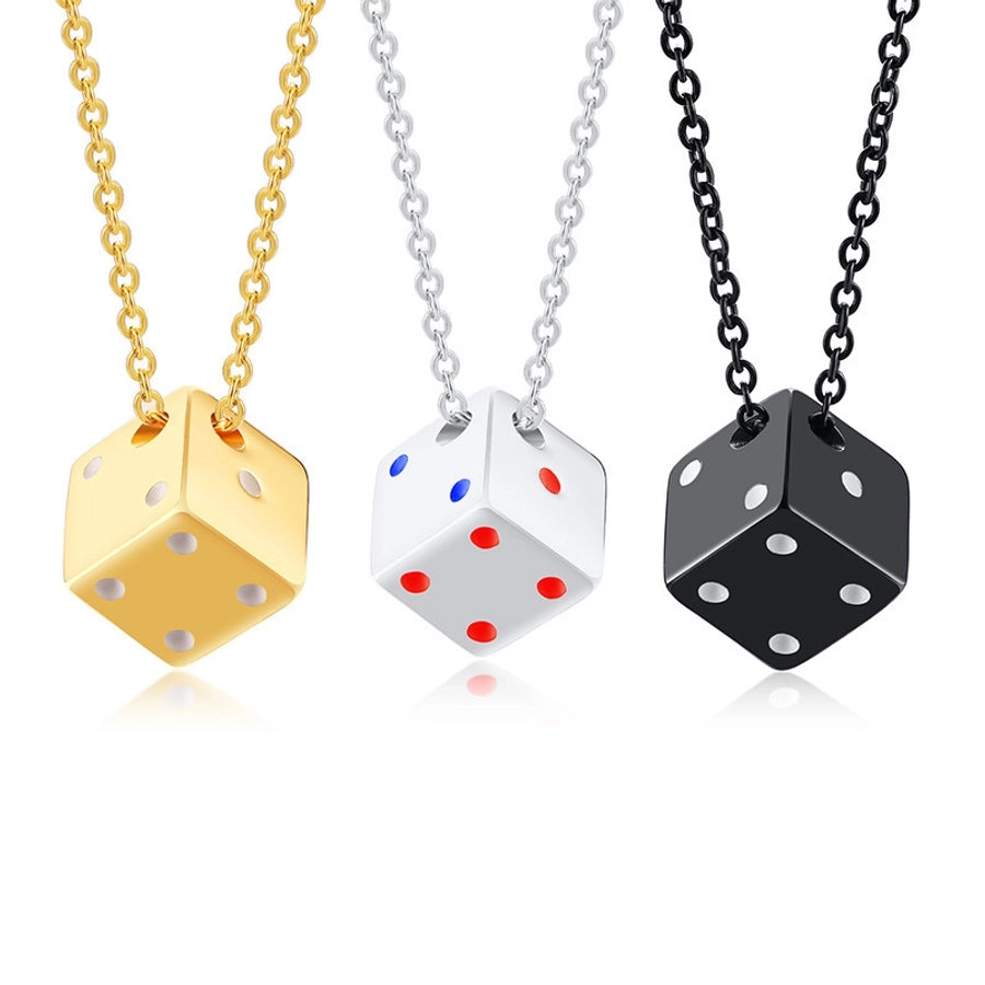 RKL™ Stainless Steel Dice Pendant Necklace