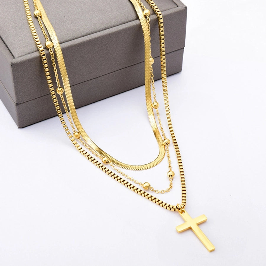 RKL™ Gold-Plated Titanium Cross Layered Necklace