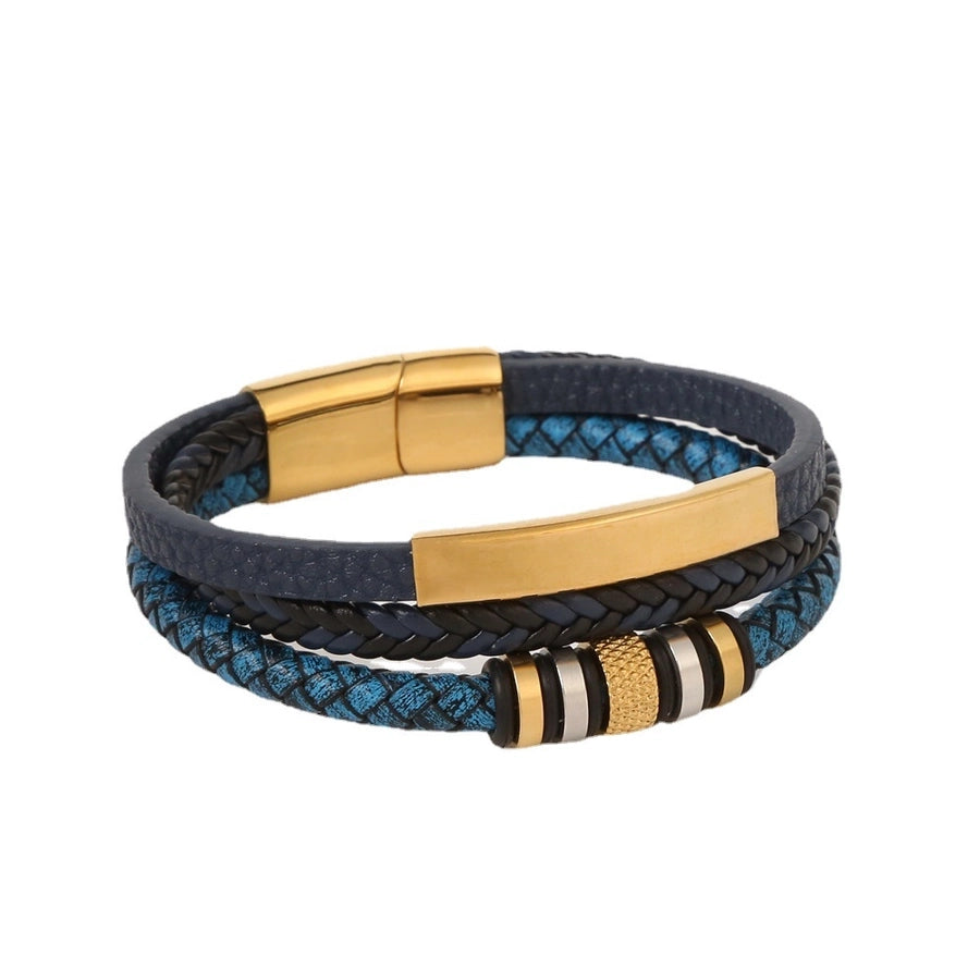 RKL™ Stainless Steel PU Leather Magnetic Braid Bracelet