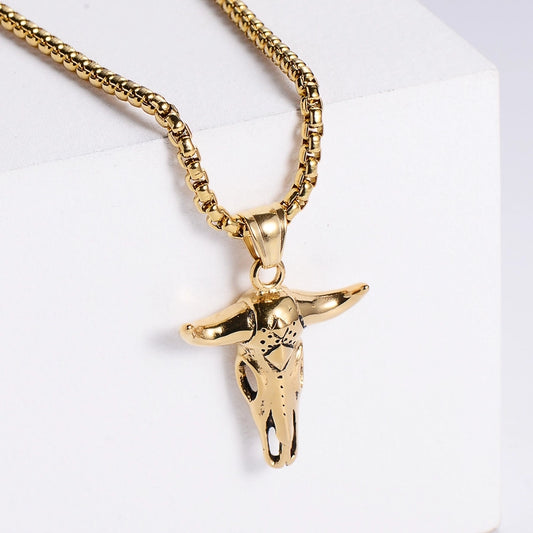 RKL™ Stainless Steel 18K Gold Plated Animal Skull Necklace